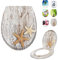 LARS360 Abattant WC 45 x 38 cm, avec système d'abaissement automatique, antistatique, antibactérien, amovible, facile à nettoyer, compatible avec la plupart des toilettes suspendues (motif de perles
