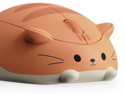 Akko Souris de Jeu sans Fil, Souris Optique 3200 DPI, Souris tri-Mode BT 3.0/5.0/2.4G avec récepteur USB A, clic Silencieux, Souris en Forme de Chat Mignon pour Ordinateur Portable/PC (Orange Kate)