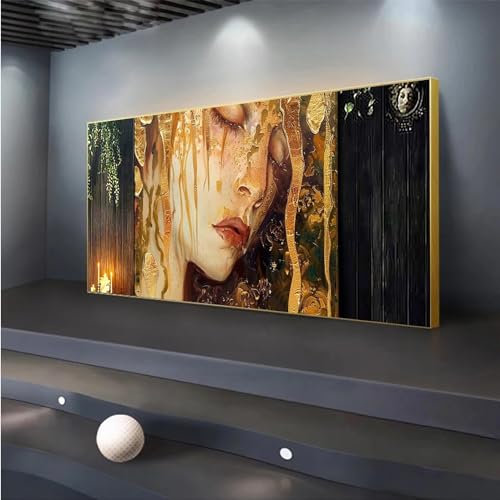 5D DIY Diamond Painting Gesicht Diamond Painting XXL Erwachsene Groß 100x233cm Diamond Art Gold Blatt Diamant Painting Bilder Kinder Anfänger Dimondpaintin Crystal Arts Geschenke für Frauen Wand Deko