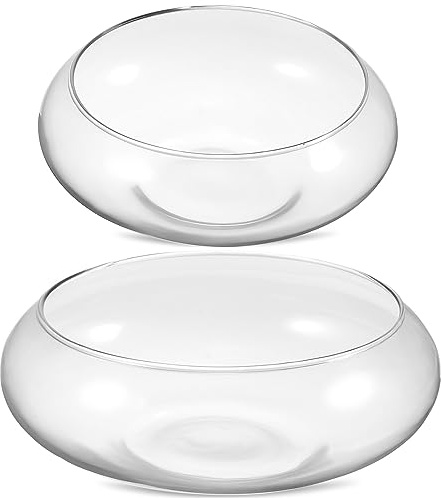 Mipcase Lot De 2 Bols En Verre Bol À Fleurs Pot De Fleurs Vase Décoratif En Verre Pour La Maison Et Le Bureau