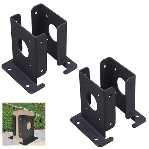 Heavy Duty Steel Retrofit Post Base, 2pcs Adjustable Pergola Post Anchor Base Brackets Kits for Deck Railing Mailbox