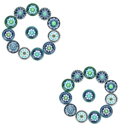 Lurrose 2 Stück 1 20 Stück Patch Mit Blumenmuster Aus Glas Alte Cabochons Cabochons Glas Edelstein Schnappschmuck-anhänger Mosaikfliesen Blaues Glas Flache Rückenknöpfe Knopf