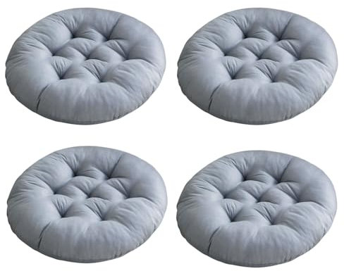 kuyouqi Paquete de 4 cojines redondos para silla, 38 x 38 cm, transpirables, suaves, para cocina, comedor, jardín, sala de estar, dormitorio, suelo (gris)