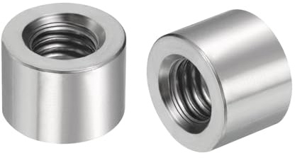 QUARKZMAN 5pcs M8 Rond Connecteur Écrous, 304 Inox Acier Accouplement Écrou 10mm/0.39 Longueur Manchon Tige Barre Goujon Écrou pour Support, M8x10x14mm