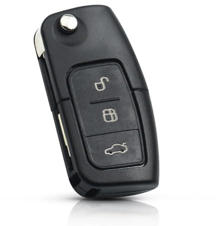 PUNICS Autoschlüssel Hülle Kompatibel Mit Ford Für Focus Für Mondeo Für Fiesta Für C-Max Für S-Max Für Galaxy 1 Stück Auto 3 Tasten Flip Folding Remote Key Shell Case