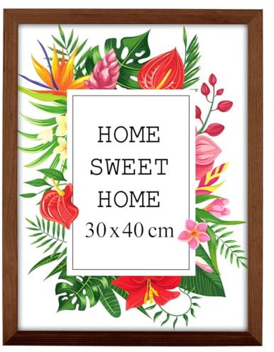 MG Design Braun Bilderrahmen 30 x 40 cm – Aus echtem Holz mit Acrylglas, zum Aufhängen & Aufstellen, für Fotos, Poster & Puzzle