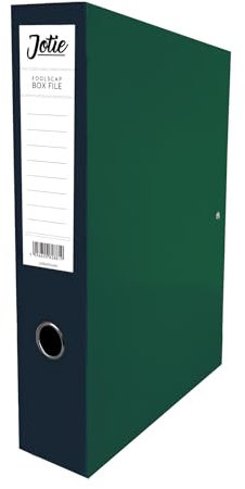 Box File with Lock Spring Ring Pull & Catch Glossy Finish 75mm Spine Ideal Document Organiser for Office School Paperwork Storage Foolscap Box Files Dark Green