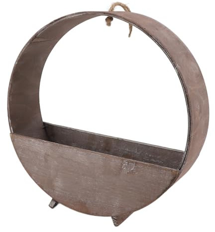 Masyrt Fioriera Rotonda per Interni Fioriera Sospesa Rotonda in Legno in Stile Rustico per Piante Grasse (Grigio)