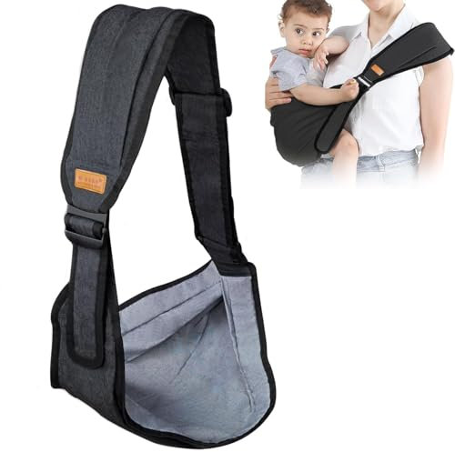 Porte-Bébé Portable, Écharpe de Portage Respirante et Réglable, Latéral, Pour Nourrissons Jusqu'à 20 kg (Noir)