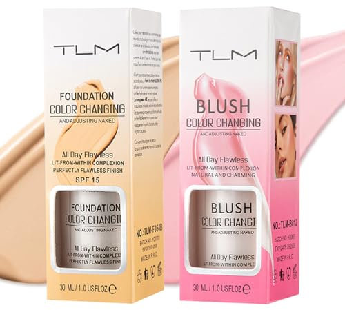 Foundation Color Changing, Rouge Und Natürlich Farbwechselnde Foundation Make Up, Ganztägig Feuchtigkeitsspendender Concealer Einstellbar Liquid Foundation Und Rouge, Makellose, Leichtgewicht, SPF15