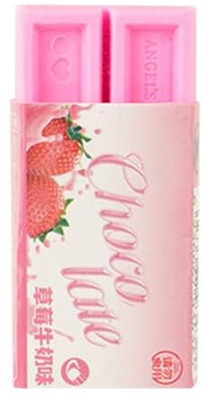 6 Stück – kreative Schokoladenform-Radiergummi, niedliche Snack-Form, mit Duft-Radiergummi, rosa Schokoladenradierer