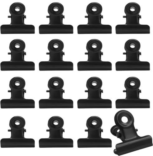 MEXRUMI 16 Stück Mini Metall Klammern Multifunction Clips Fur Klammern Buchklammer Bindemittel Tüten Clips Klemmbrett Klammer Für Fotos Office Und Kitchen(Schwarz)