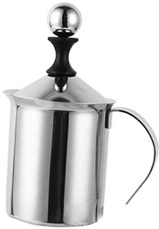 Montalatte Manuale in Acciaio Inox 800ml, Schiumatore Doppia Rete | Uso Domestico e Bar, Lavabile in Lavastoviglie, Resistente e Versatile per Bevande Calde