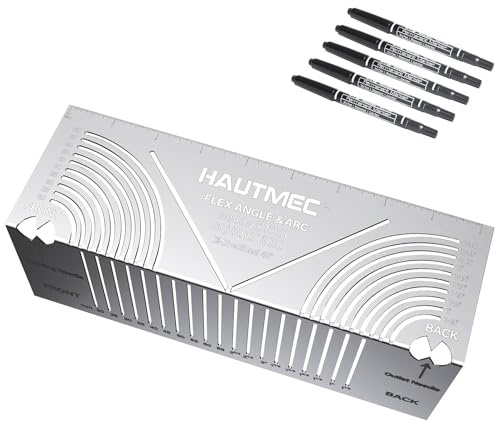 HAUTMEC Flex Angle & Arc Marking Tool, Multi-Functional Square Tube Scriber for Square Tube, Right Angle Ruler with 5 PCS Marking Pen (Small Size 20-65) - HT0457