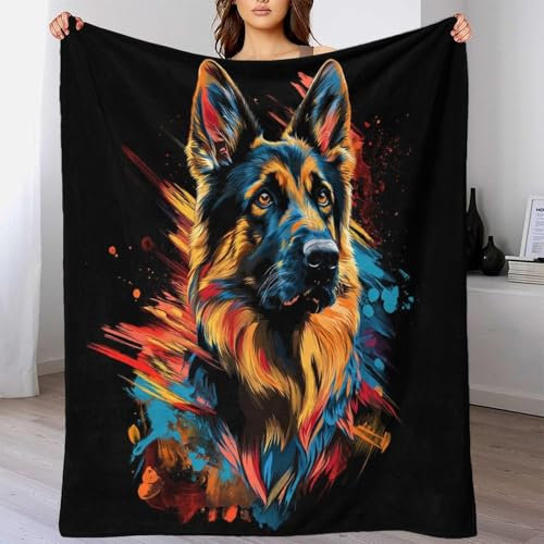 TBDUEPS Deutscher Schäferhund, luxuriöse, kuschelige Plüschdecke, Fleece-Outdoor-Yogadecke für Frauen, für Freundin, Paar, romantisch, 127 x 152 cm