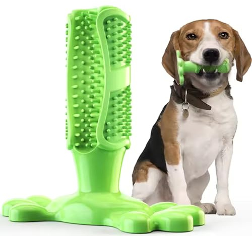 Falnatco Hundezahnbürste Kauspielzeug Hund Zahn Stick Bürste Stick Knochen für Zahnreinigung Quietschendes Interaktives Spielzeug Silikon Harte Zahnbürste für Training und Zahnpflege