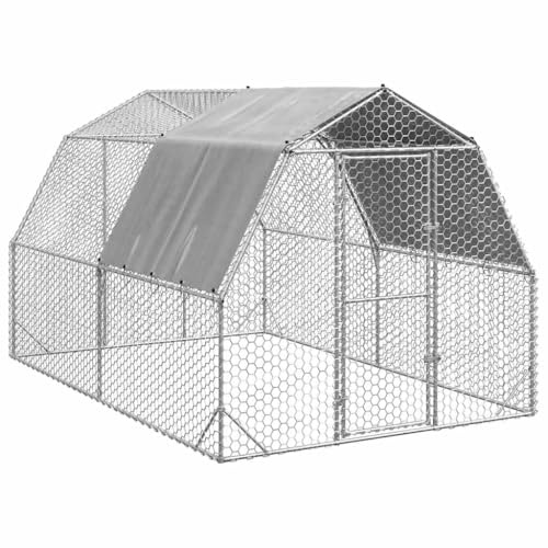 Massbinet Hühnerkäfig Außengehege Freilaufgehege Hühnerstall Hasenstall Geflügelhaltung Käfig Kleintiergehege Voliere Verzinkter 2.5 x 4 x 2.25 m