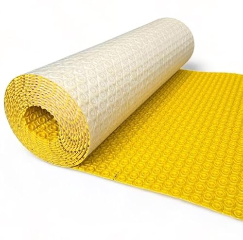 IMPERIAL STUDIOS Dura Decoupling Membrane, Electric Underfloor Heating Mat - 5m², Uncoupling Underlay for Cables- Waterproof & Anti Cracking Notched Membrane for Tile Floors - Floor Warning System