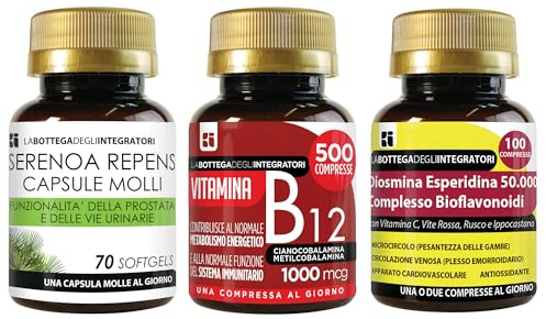 SERENOA REPENS 70 GÉLULES - VITAMINE B12 500 COMPRIMÉS - DIOSMINE HESPÉRIDINE BIOFLAVONOÏDES 100 COMPRIMÉS | PROSTATE ÉNERGIE CIRCULATION MICROCIRCULATION