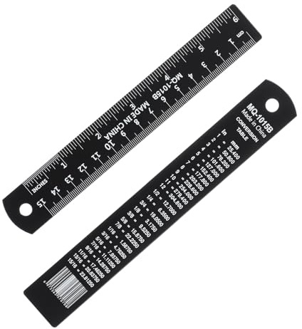 PATIKIL Règle Métallique 15cm/6 Pouces pour Bureau Dessin Technique Noir | Règle en Alliage d'Aluminium avec Mesures en Centimètres et Pouces, et Ingénierie