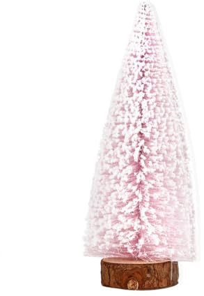 Hrlace künstlicher Weihnachtsbaum Klein Tannenbaum Miniatur Tanne Künstlicher-Schnee-Weihnachtsbaum mit Holzsockel für Weihnachten Party Deko Tischdeko Raumdekoration Schaufenster 20cm rosa 2 Stück