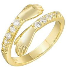 Gold Zirkonia Umarmender Ring | 925 Sterling Silber | Offener 18K Vergoldet Hug Ring | Verstellbarer Umarmungsring | Geschenkidee