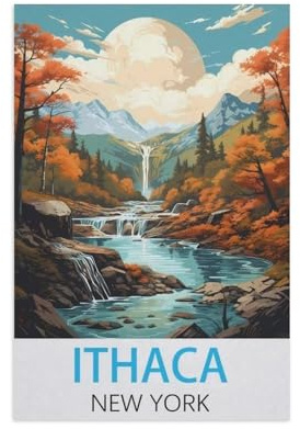 Ithaca New York，3D Puzzle 1000 Stück, Holz Montiert DIY Puzzle Montage Spielzeug Für Kinder, Holz Puzzle Holz Geschenk（75x50cm）-FQ42