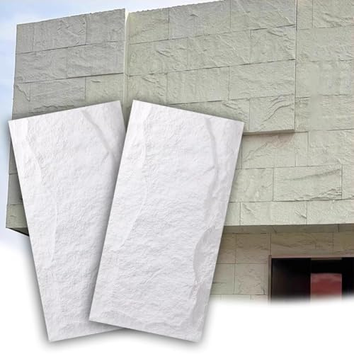 Artiz Panneaux Muraux Imitation Pierre 3D, Lambris en PU Léger, pour Décoration Murale Intérieure Et Extérieure, Imperméables Et Faciles À Nettoyer.(Blanc,2PCS)