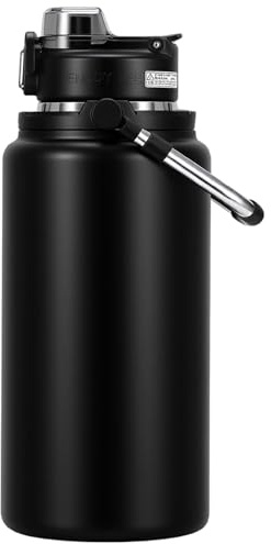 Olerd Insulated Water Bottle 1.8L Water Bottle Stainless Steel Water Jug with Straw Spout Lid