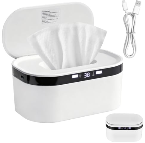 Tutamaz Calentador de toallitas húmedas de 10 W, calentador de toallitas para bebé, 3 niveles de calor rápido, calentador de toallitas USB, dispositivo térmico para bebés, luz nocturna integrada