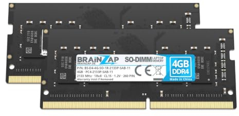 BRAINZAP 8GB (2x4GB) DDR4 2133MHz PC4-2133P-SAB-11 SO-DIMM CL15 1Rx8 1.2V Unbuffered Non-ECC RAM Arbeitsspeicher für Notebook Laptop