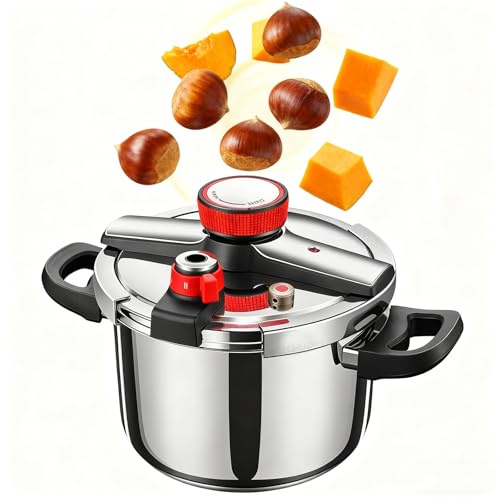 YIGECHENXIN Multi-Function 6L-8L Fast Heating Cooking Pot 304 Stainless Steel Large Capacity Thickened Explosion-Proof Pressure Cooker Compatible with Gas Induction Cooktops,8L
