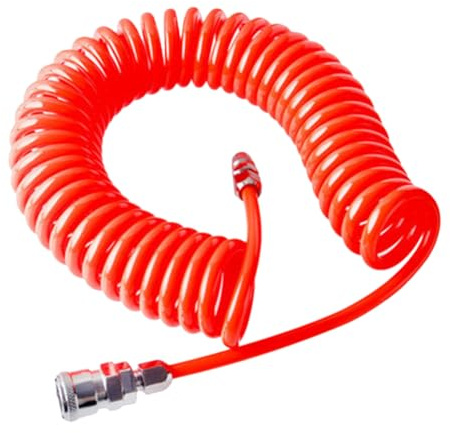 IWOWHERO Manguera de Compresor de Aire Retráctil de PU de Alta Presión 8X5 MM 6 Metros con Conector Rápido Resistente y Flexible para Herramientas Neumáticas y Compresores Portátiles