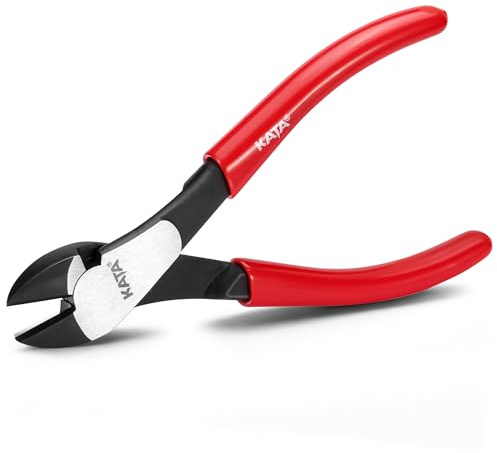 KATA 7-Inch High Leverage Diagonal Cutting Pliers, Heavy Duty Wire Cutters with Comfortable Grip, Angled Head and Sharp Edge, Diagonal Side Cutters Flush Cut for Cutting Metal Wires