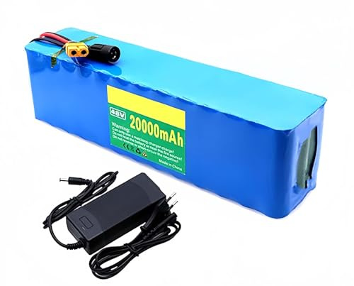 48V 20Ah Ebike Batería Batería Litio, Batería De Ion De Litio para Bicicleta Eléctrica para 1000W Motor Bicicleta con Cargador 54.6V 2A 48V 20Ah,T