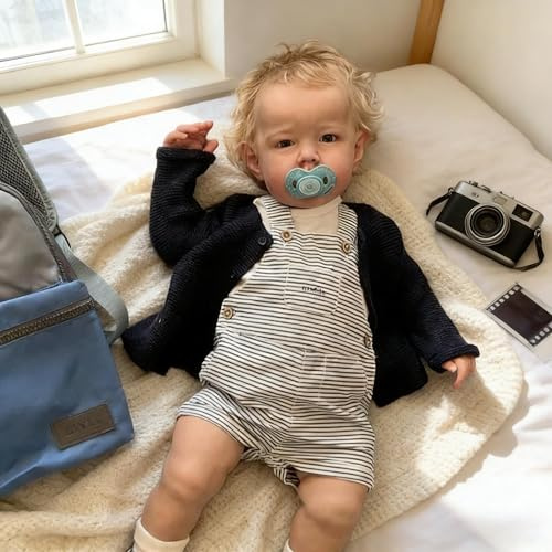 RXDOLL Realistisk reborn-babydockor silikon helkropp vinyl pojke, 50 cm vaken verklighetstrogen småbarn bebisar viktade verkliga livet återfödda dockor för barn rollspel och samlare