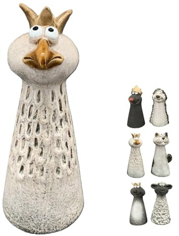 NETPROSHOP Dekorative Zaunfigur Niedliche Tiere aus Keramik Zaunhocker Höhe ca. 22 cm, Farbe:Huhn