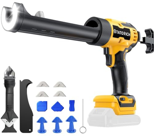 Cordless Caulking Gun Compatible with DeWalt 20V Max Battery(NO Battery)300ml Electric Caulking Gun with Anti-Drip,Auto Retract,LED Light,6 Speed for Filling, Sealing, Repair