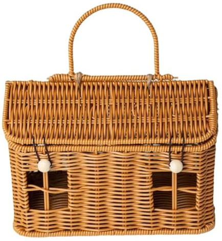 Monwssoe Picknickkorb mit Deckel, hausförmiger Rattankorb mit Griff zum Organisieren, charmante Geschenkkörbe für Heimdekoration und Garten, 9, 4 x 5, 5 Zoll