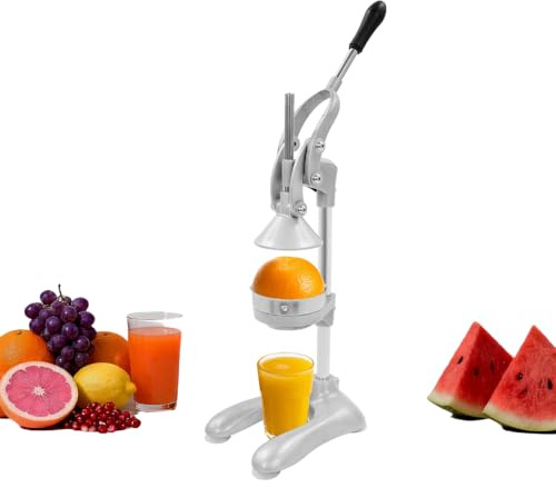 QUIOTUIR Presse Agrumes Manuel Professionnel en Acier Inoxydable avec Matrices de Pressage à Pointe et à Tête Plate Filtre Broyeur Jus Presse Extracteur de Jus Manuel pour Orange Lime Fruit (Argent)