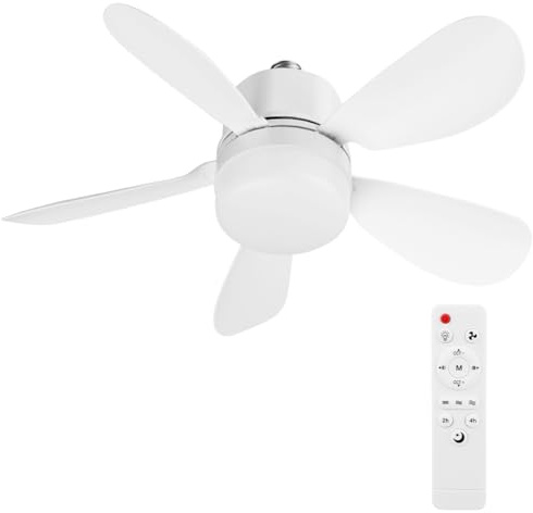 Ceiling Fan Light, E26/E27 LED Ceiling Fans with Lights & Remote Control, 5 Blades, 3 Colors Dimmable 3000K-6500K, 42cm/52cm Light Bulb Fan, Universal Ceilings Lamp for Bedroom, Living Room