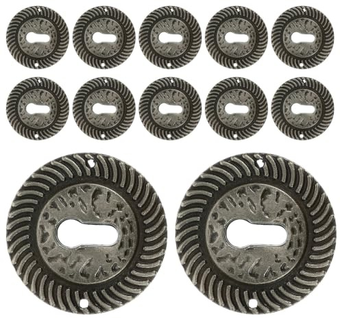 HOMOCONO 12 Pezzi Decorazione Rotonda Vintage per Cornice Chiave in Lega di Zinco Color Caffè, Protegge la Serratura, per Cassetti Antichi e Case delle Bambole