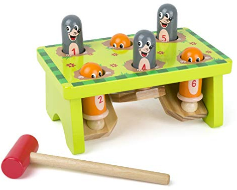 small foot Klopfbank Maulwurf aus Holz, robustes Klopfspielzeug, ab 18 Monaten, 11162