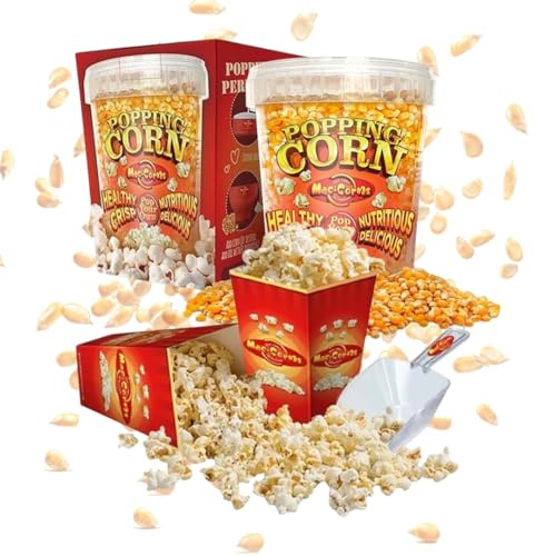 MacCorns - Popping Corn Bundle | Allergen Free | 1ltr Tub Corn + 12 Popcorn Cartons & Scoop