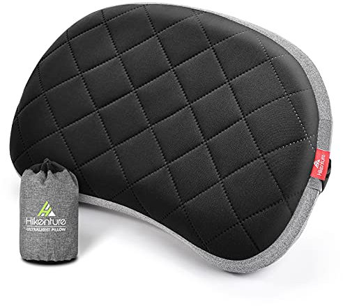 HIKENTURE Aufblasbares Camping Kissen mit abnehmbaren Bezug, Reisekissen aufblasbar leicht, Ergonomisches Kissen Unterwegs, Aufblasbares Kopfkissen Campingkissen Outdoor, Inflatable Pillow-Black
