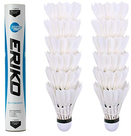 SHENGJIE ERIKO 12-Pack Goose Feather Badminton Shuttlecocks with High Stability and Durability,High Speed Badminton Birdies Balls Model 6