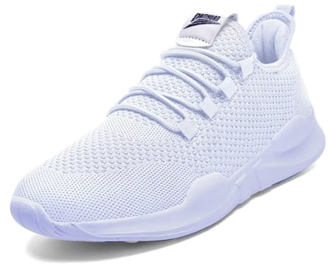 AZSDXS Men Running Trainers Lightweight Walking Shoes Fashion Breathable Jogging Athletic Sneakers Casual Breathable Gym Tennis Fitness Sport Outdoor Shoes White