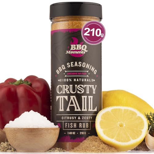 BBQ Moments Spezie per Barbecue Rub Pesce, Insaporitore per Salmone, Gamberi, Astice - Condimento & Miscela di Spezie Cucina, Griglia 210g (7.4 Oz)