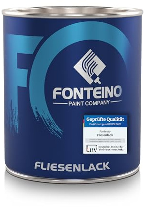 Fliesenlack Fliesenfarbe für Wandfliesen Bodenfliesen I Küche Bad WC I Fliesen-Lack Fliesen-FarbeI Rein-Weiss RAL9010 1l