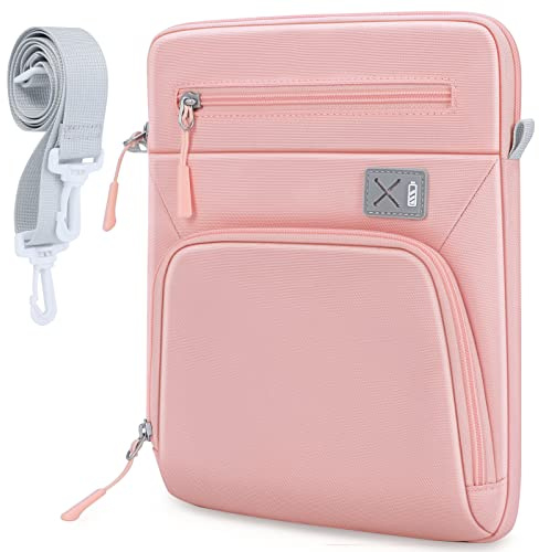 SIMTOP Sacoche pour Tablette 11 Pouces, Nouvel iPad Air (3e, 4e et 5e gén), Sac à Main pour Femme Petit Sac à bandoulière en Polyester, Rose